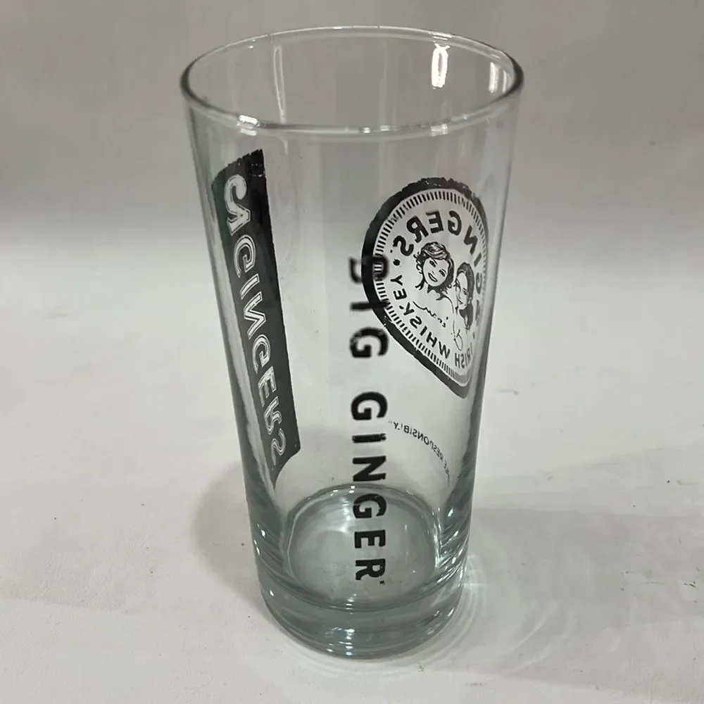 2 Gingers Irish Whiskey Highball Glass 6 1/4 In Tall 3 In Round Clear Brown 16